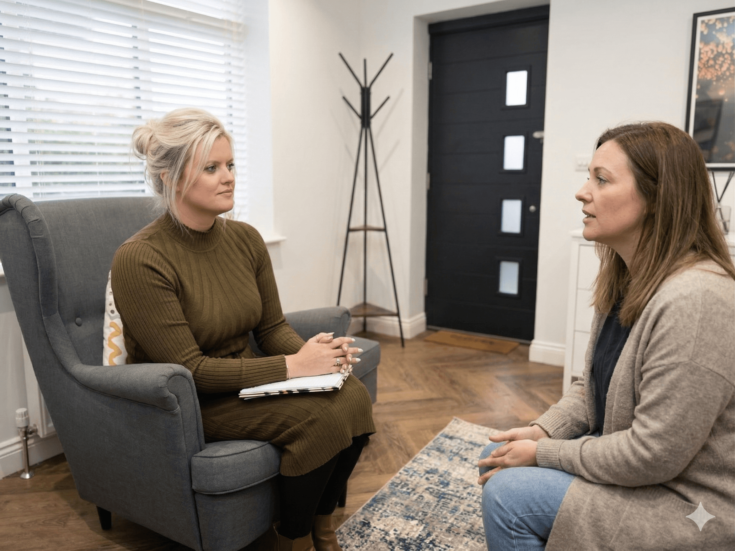 A calm, professional therapy session environment in Leeds, Horsforth